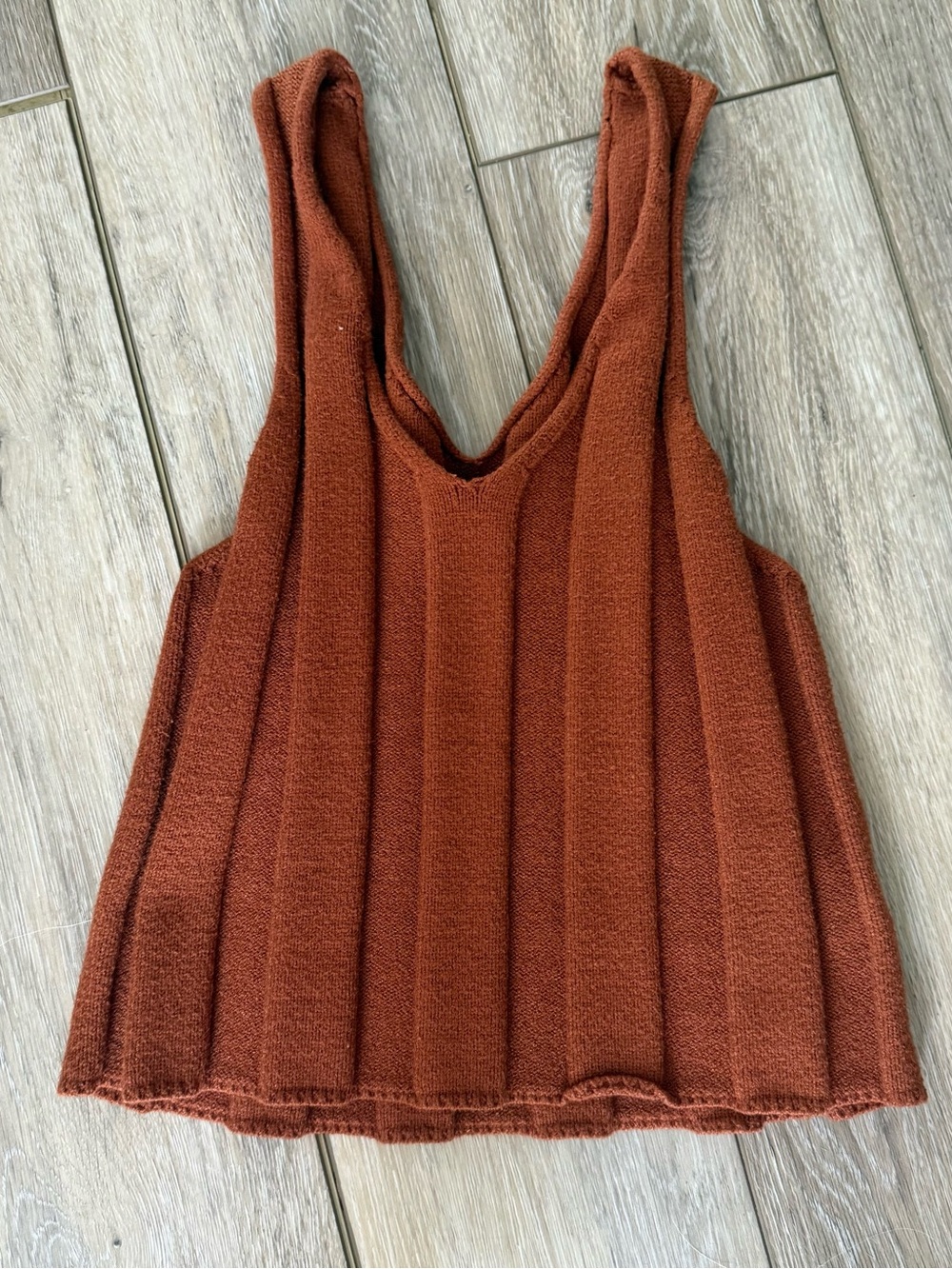 Rust Knit Crop Tank Top - Burnt Orange